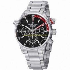 Maurice Lacroix Watches : PT6018-SS002-330 Automatic Chronograph Date Black Dial Stainless Steel Men Watch