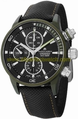 Maurice Lacroix Watches : PT6028-ALB21-331 Automatic Date Green Alloy Bezel Black Dial Leather Men Watch