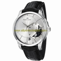 Maurice Lacroix Watches : PT6118-SS001-131 Automatic Day Date Moon Phase Silver Dial Leather Men Watch