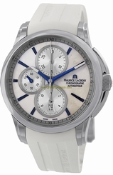 Maurice Lacroix Watches : PT6188-SS001-132 Automatic Chronograph Date White Rubber Men Watch