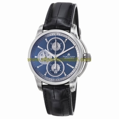 Maurice Lacroix Watches : PT6188-SS001-430 Automatic Chronograph Date Blue Dial Leather Men Watch