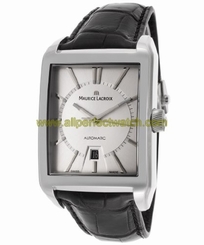 Maurice Lacroix Watches : PT6257-SS001-130 Automatic Date Silver Dial Black Leather Men Watch