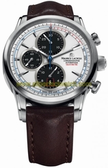 Maurice Lacroix Watches : PT6288-SS001-130 Automatic Chronograph Date White Dial Brown Leather Men Watch