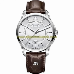 Maurice Lacroix Watches : PT6358-SS001-130-1 Silver Dial Leather Men Watch