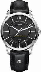 Maurice Lacroix Watches : PT6358-SS001-330-1 Black Dial Leather Men Watch