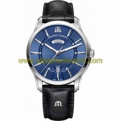Maurice Lacroix Watches : PT6358-SS001-430-1 Blue Dial Leather Men Watch