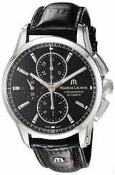 Maurice Lacroix Watches : PT6388-SS001-330-1 Automatic Chronograph Date Black Leather Men Watch