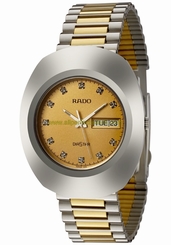 Rado Watches : R12391633 Quartz Diamond Hour Markers Dial Day Date Two Tone Stainless Steel Men Watch
