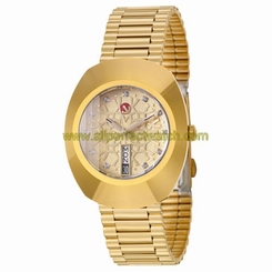 Rado Watches : R12413013 Automatic Crystal Hour Markers Dial Day Date Gold Tone Stainless Steel Men Watch