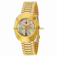 Rado Watches : R12413263 Automatic Crystal Pave Dial Day Date Gold Tone Stainless Steel Men Watch