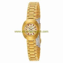 Rado Watches : R12559193 Quartz Analog Crystal Pave Dial Gold Tone Stainless Steel Women Watch