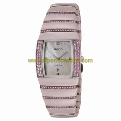 Rado Watches : R13657902 Quartz Mother of Pearl Diamond Dial Date Pink Sapphires and Ceramic Women Watch