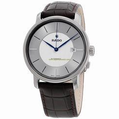 Rado Watches : R14074126 Silver Dial Calfskin Band Men Watch