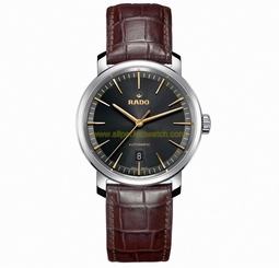 Rado Watches : R14077166 Automatic Black Dial Date Brown Leather Men Watch
