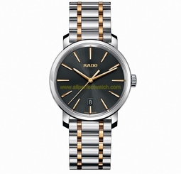 Rado Watches : R14078163 Quartz Black Dial Date Two Tone Stainless Steel Men Watch