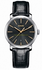 Rado Watches : R14078165 Quartz Analog Date Black Leather Men Watch