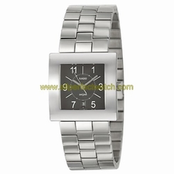Rado Watches : R18681173 Quartz Black Dial Date Stainless Steel Square Men Watch