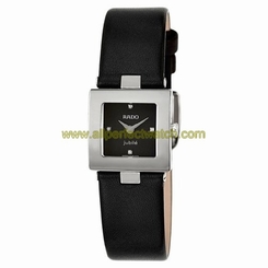 Rado Watches : R18682705 Quartz Black Diamond Dial Black Leather Square Women Watch