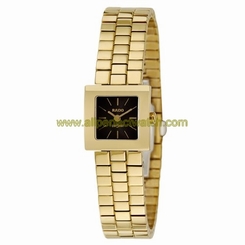 Rado Watches : R18987153 Black Dial Gold-plated Band Women Watch