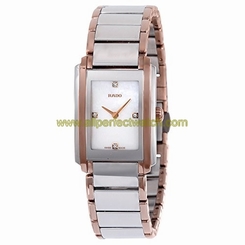Rado Watches : R20211903 Mother Of Pearl Dial Fixed Stainless Steel And Rose Gold Band Women Watch