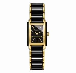 Rado Watches : r20224152 Black With Gold Tones Dial Stainless Steel Band Men Watch