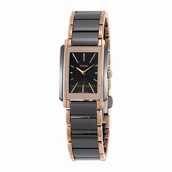 Rado Watches : R20225152 Black Dial Fixed Rose Gold Pvd Band Women Watch