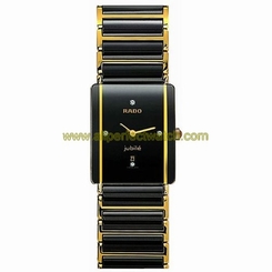 Rado Watches : R20381712 Black Dial Yellow Gold Band Men Watch