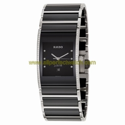 Rado Watches : R20757759 Quartz Analog Date Diamond Dial Diamond Bezel Stainless Steel and Black Ceramic Men Watch