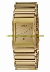 Rado Watches : R20781732 Quartz Analog Date Diamond Dial Diamond Bezel Gold Tone Stainless Steel and Ceramic Men Watch