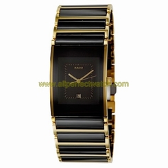 Rado Watches : R20787402 Quartz Analog Date Black Ceramic and Gold Tone Stainless Steel Men Watch