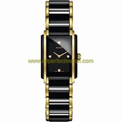 Rado Watches : R20845712 Quartz Black Diamond Dial Black Ceramic and Gold Tone Stainless Steel Women Watch