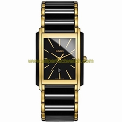 Rado Watches : R20968152 Quartz Analog Date Black Ceramic and Gold Tone Stainless Steel Men Watch