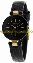 Rado Watches : R22829155 Quartz Black Ceramic Black Dial Black Leather Band Women Watch