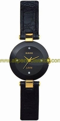 Rado Watches : R22829715 Quartz Black Ceramic Black Dial Black Leather Band Women Watch