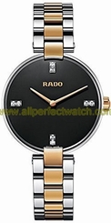 Rado Watches : R22850703 Quartz Diamond Black Dial Two Tone Stainless Steel Women Watch