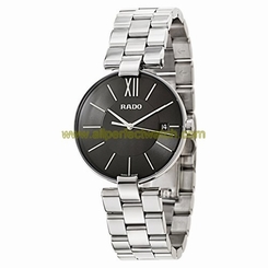 Rado Watches : R22852153 Quartz Black Dial Date Stainless Steel Men Watch