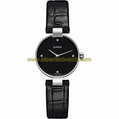 Fake AAA Rado Watches : R22854705 Quartz Black Diamond Dial Black Leather Women Watch Watch
