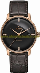 Rado Watches : R22861755 Black Dial Fixed Rose Gold Pvd Band Men Watch
