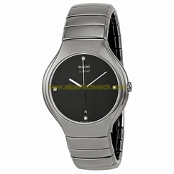 Rado Watches : R27654742 Quartz Black Diamond Dial Date Platinum Tone Ceramic Men Watch