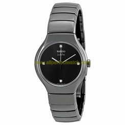 Rado Watches : R27656742 Quartz Black Dial Platinum Tone Ceramic Women Watch
