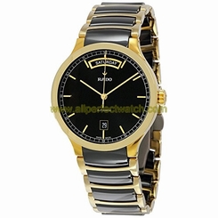 Rado Watches : R30157162 Black Dial Fixed Gold-plated Band Men Watch