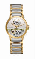 Rado Watches : R30246013 Silver Skeleton Dial Fixed Gold Pvd Band Men Watch