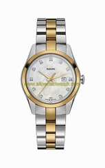 Rado Watches : R32975902 Quartz Mother of Pearl Diamond Hour Markers Dial Date Stainless Steel and Yellow Gold Ceramos Women Watch