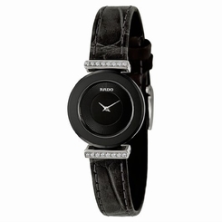 Rado Watches : R92380155 Black Dial Leather Band Women Watch