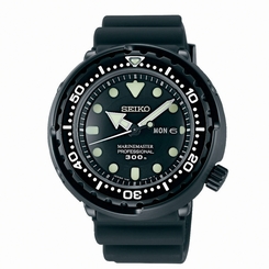 Seiko Watches : SBBN035 Quartz Marinemaster Professional Day Date Black Silicone Men Watch