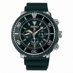 Seiko Watches : SBDL041 Solar Chronograph Date Black Silicone Men Watch