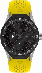 TAG Heuer Watches : SBF8A8001.11FT6082 Connected Modular 45 Smartwatch Black Mat Ceramic Bezel Yellow Rubber Men Watch