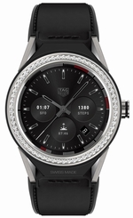 TAG Heuer Watches : SBF8A8011.11FT6079 Connected Modular 45 Smartwatch Diamonds Bezel Black Leather Men Watch