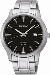 Seiko Watches : SGEH41P1 Quartz Black Dial Date Stainless Steel Men Watch