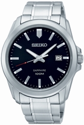 Seiko Watches : SGEH49P1 Quartz Black Dial Date Stainless Steel Men Watch